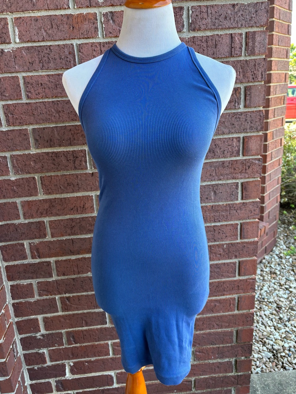 Old Navy Blue Ribbed Halter Tank Dress